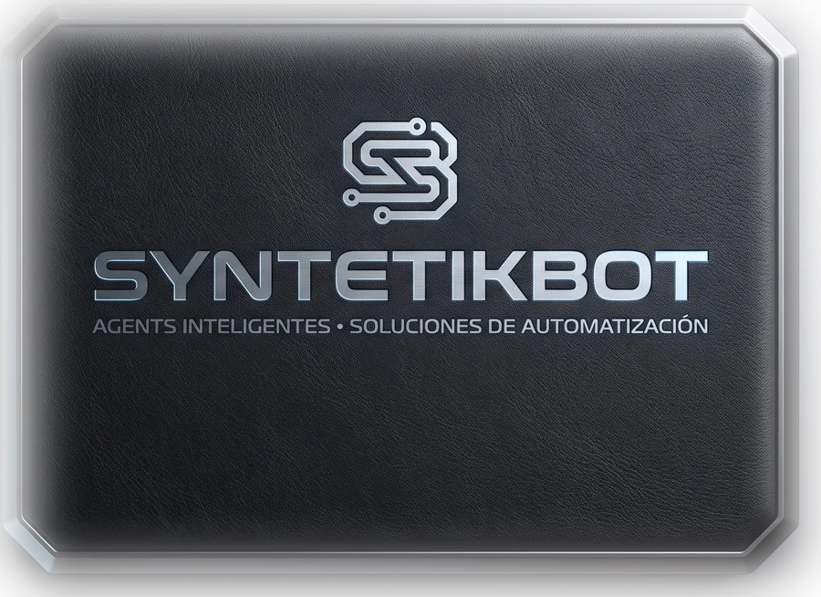 SyntetikBot — placa con el logo, integrada al circuito de fondo